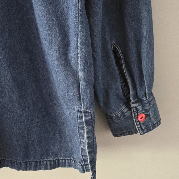 Quacker Factory Denim Sequin Button-down Shirt Size S - Picture 5 of 7